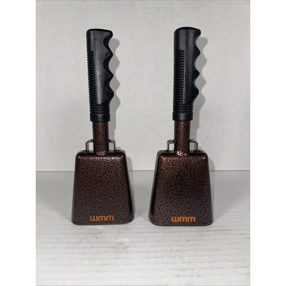 (2) 10 Inch Steel‎ Cowbells with Handle Cheering Bell for Sports Events LOUD